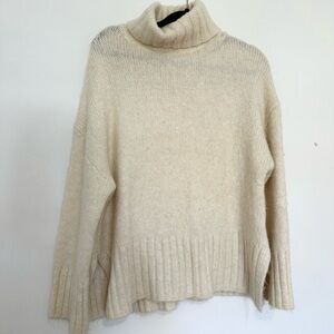 H&M chunky cream turtleneck oversized dropped shoulders medium alpaca blend